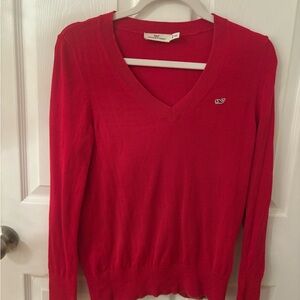 Vineyard Vines Women's Vibrant Red V-Neck Sweater